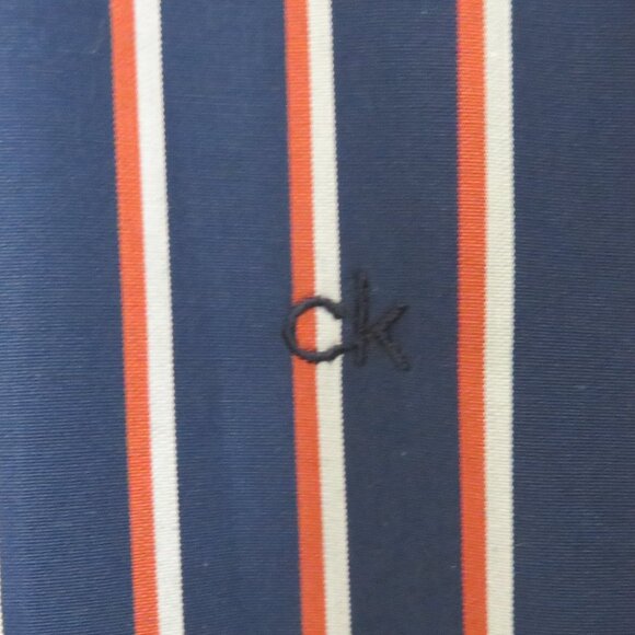 Calvin Klein* Men's Short Sleeve Button Down Curved Hem Stripe Shirt~ Size XL - Picture 5 of 10